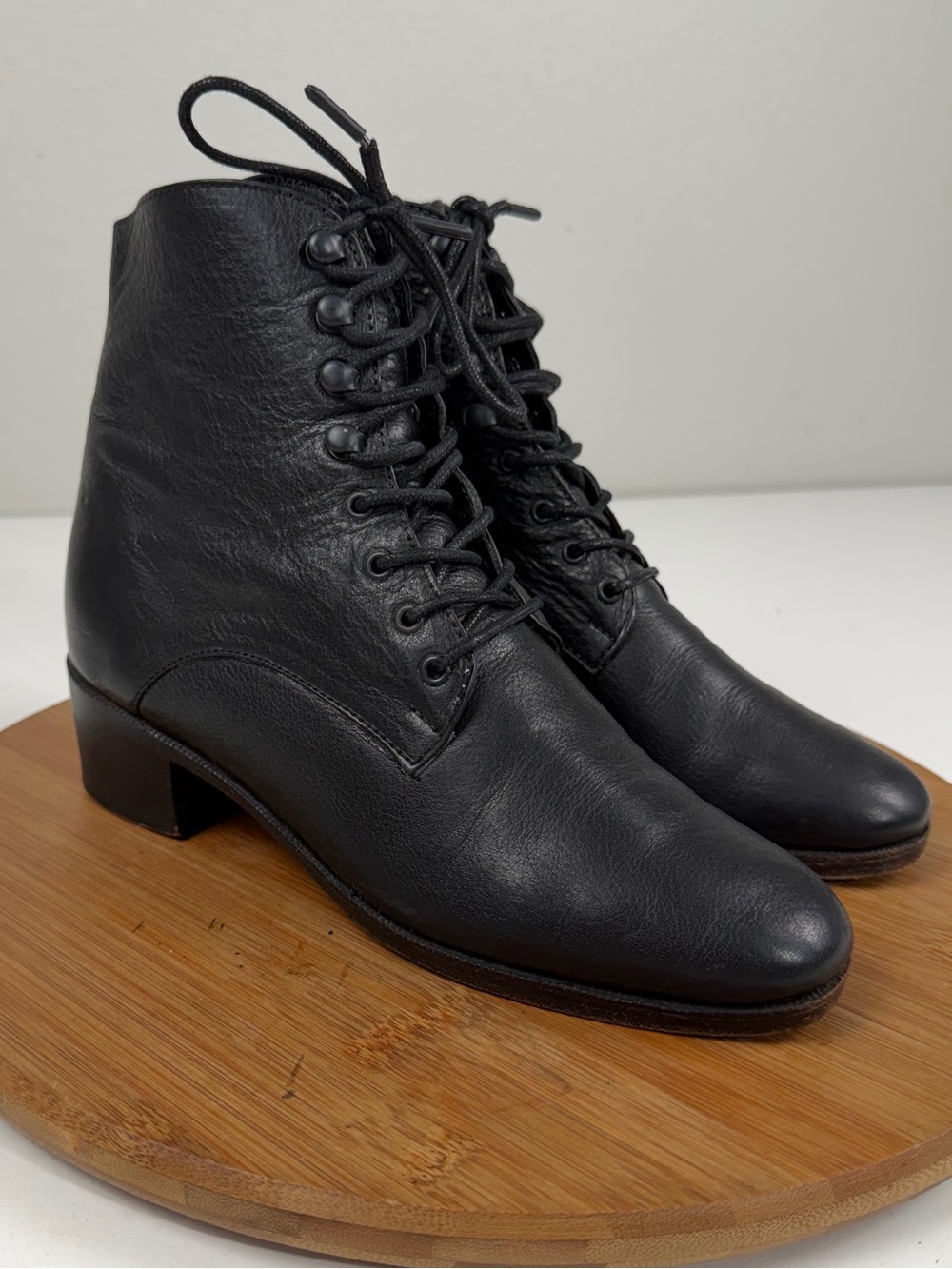 Christy Dawn “The Dawn” Women's Black Lace-Up Leather Ankle Boots